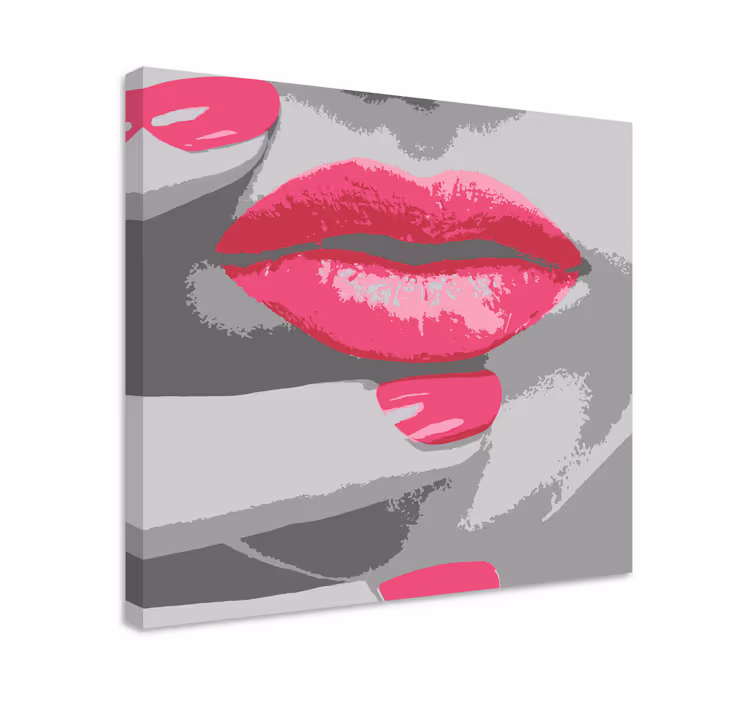 Pink lip detail krogovna slika na platnu - TenStickers