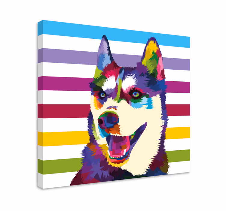 Colorful husky portrait platno slikarstvo pes - TenStickers