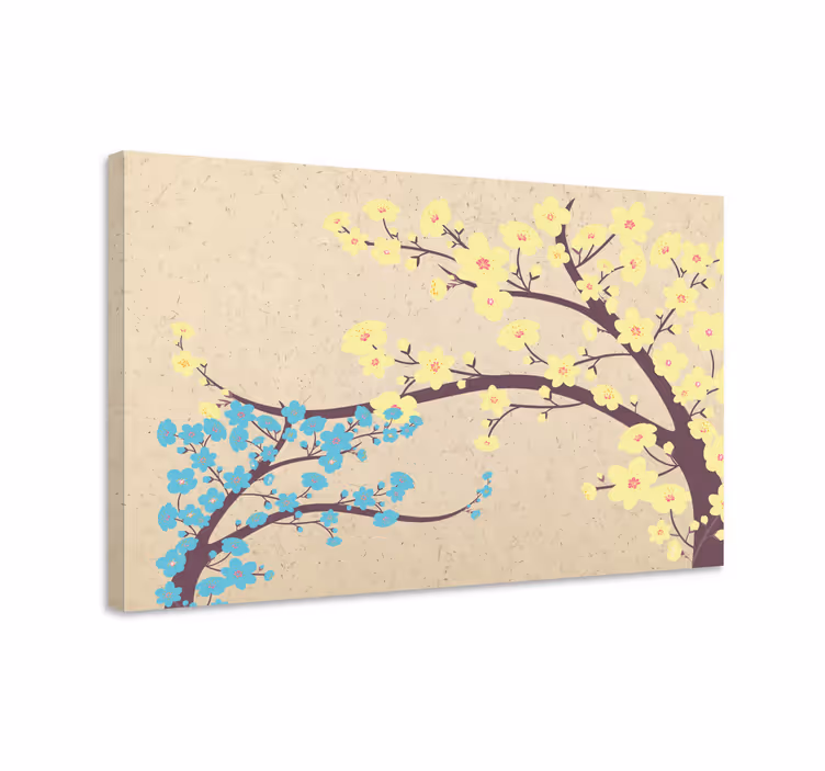Blossom branches artwork slikarsko platno z rožami - TenStickers