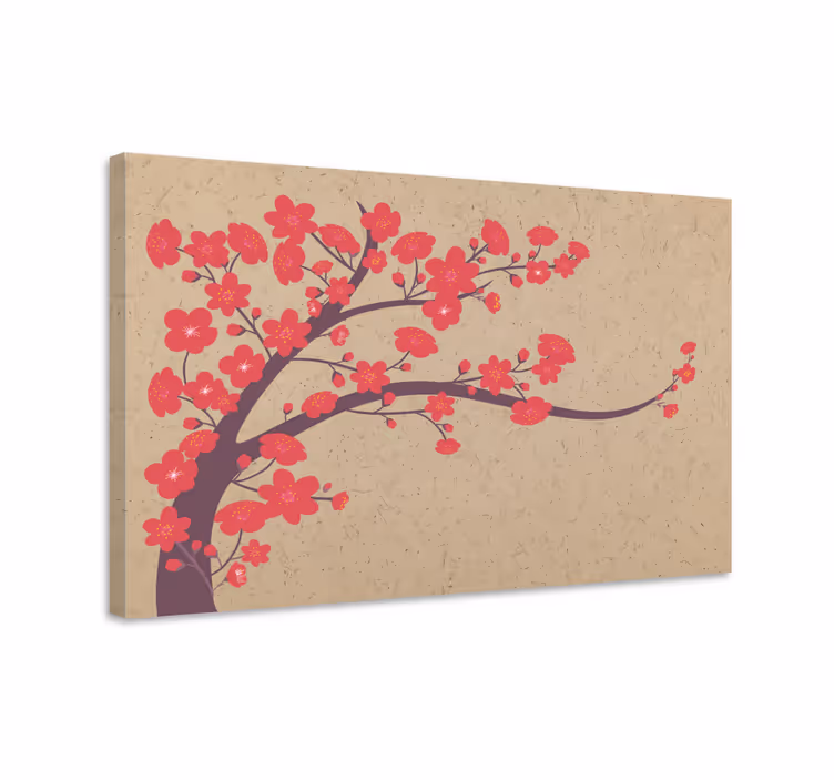 Sakura limb slikarsko platno z rožami in rastlinami - TenStickers