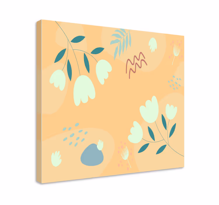 Floral leaf patterns slikarsko platno z rožami - TenStickers