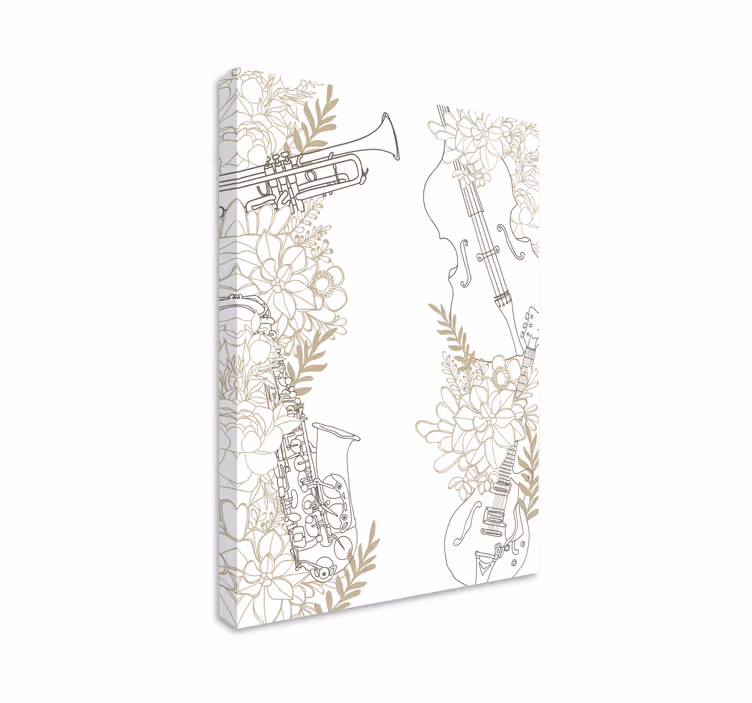 Musical instruments floral platno slikanje glasbe - TenStickers