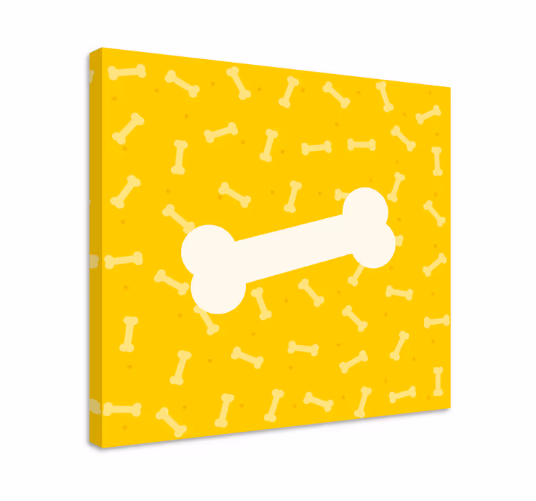 Srčkan odtis rumenega tapeta na platnu s pasjo kostjo - TenStickers
