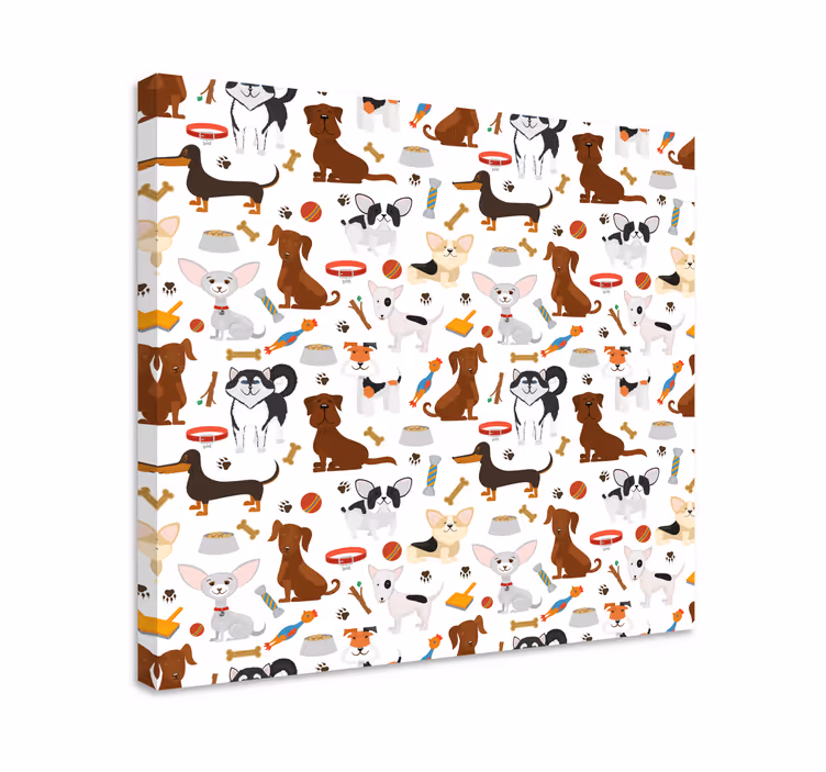 Playful puppy pairing in platno slikarstvo pes - TenStickers