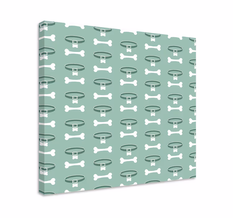 Bone and collar pattern platno slikarstvo pes - TenStickers