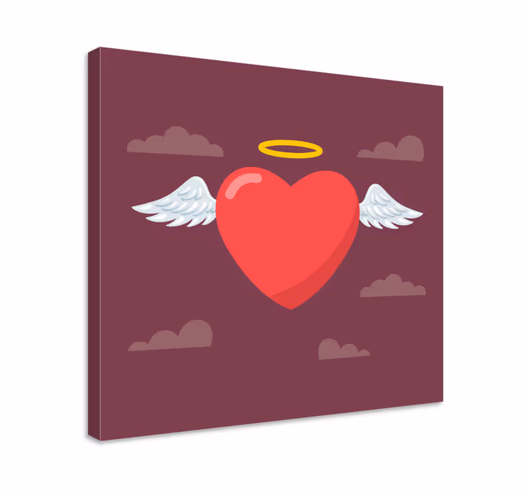 Pisani odtisi na platnu s srcem angela - TenStickers