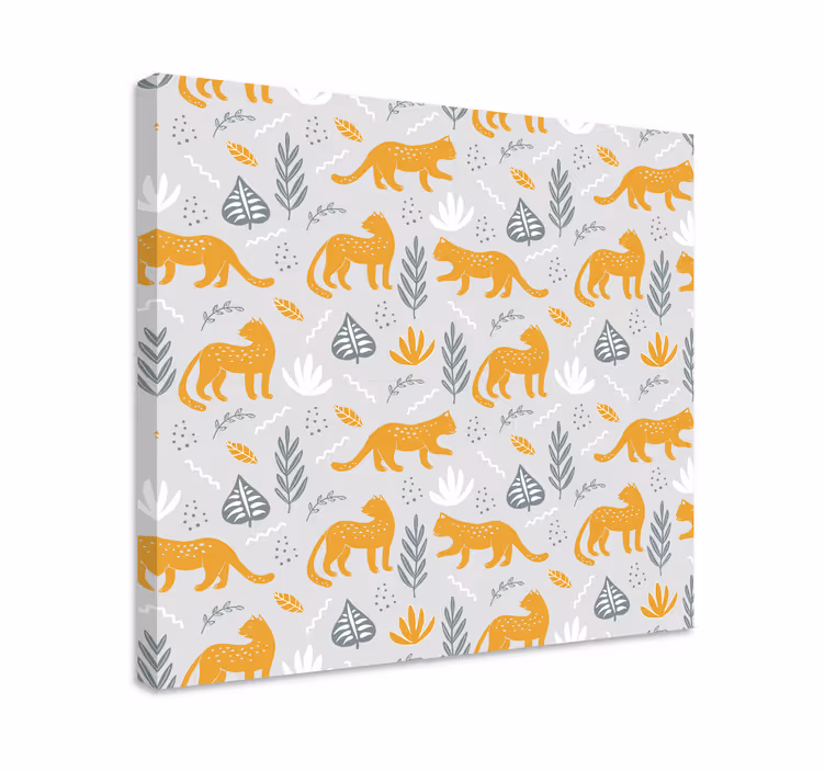 Playful animal pattern platno slikarstvo pes - TenStickers