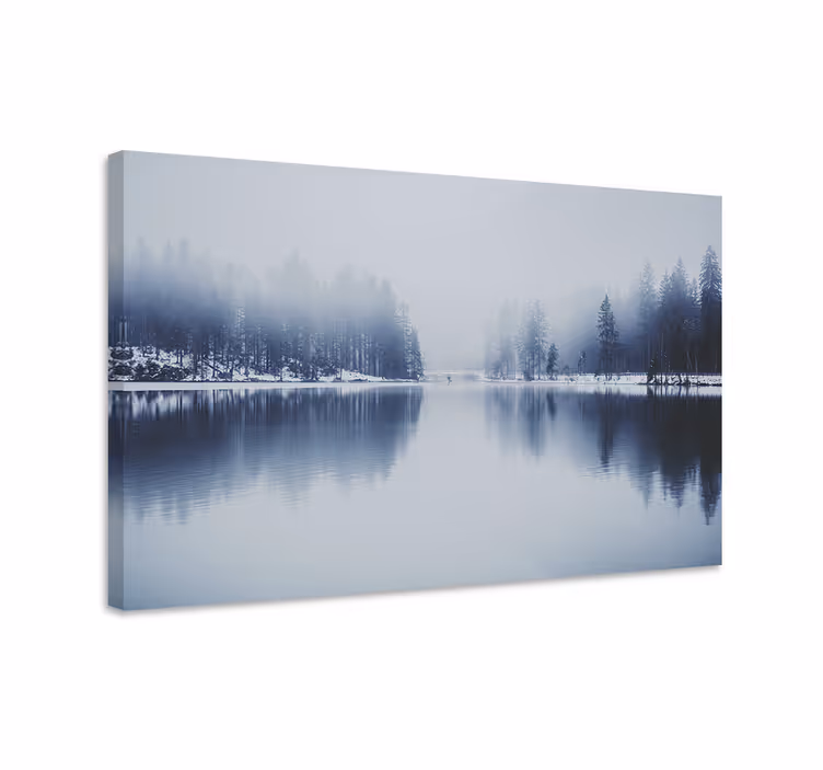 Misty forest reflection platno slika zemljevidov - TenStickers