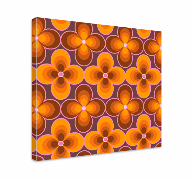 Cvetlični retro groovy vzorec retro platno - TenStickers