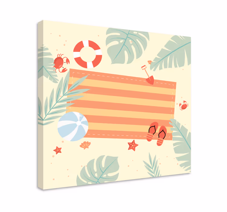 Beach scene elements slikarsko platno z rastlinami - TenStickers