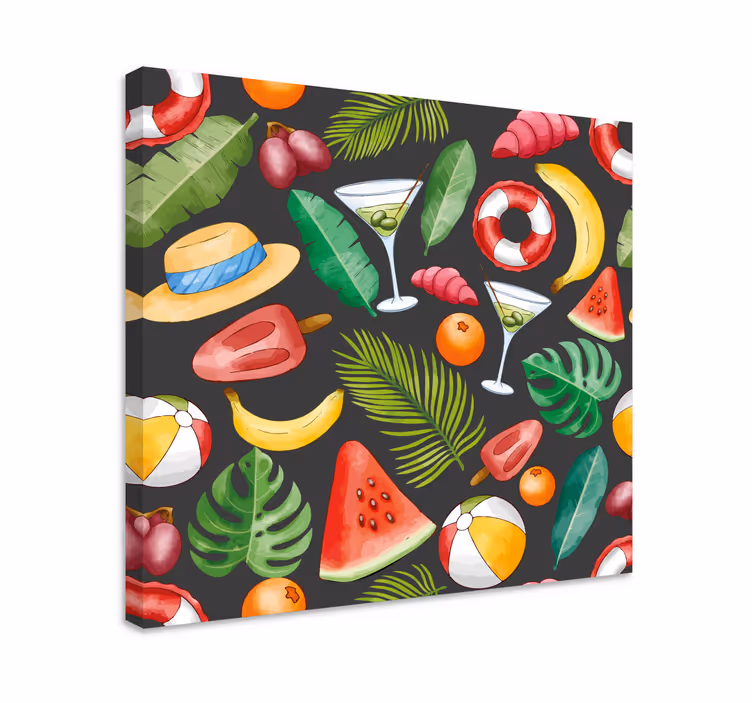 Sadje in listi z vzorcem sodobnega platna - TenStickers
