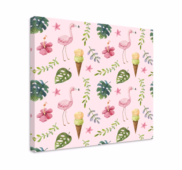 Flamingos and ice cream mozaik platno stenska umetnost - TenStickers