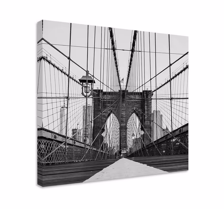 črno-beli brooklynski most 3d tisk na platnu - TenStickers