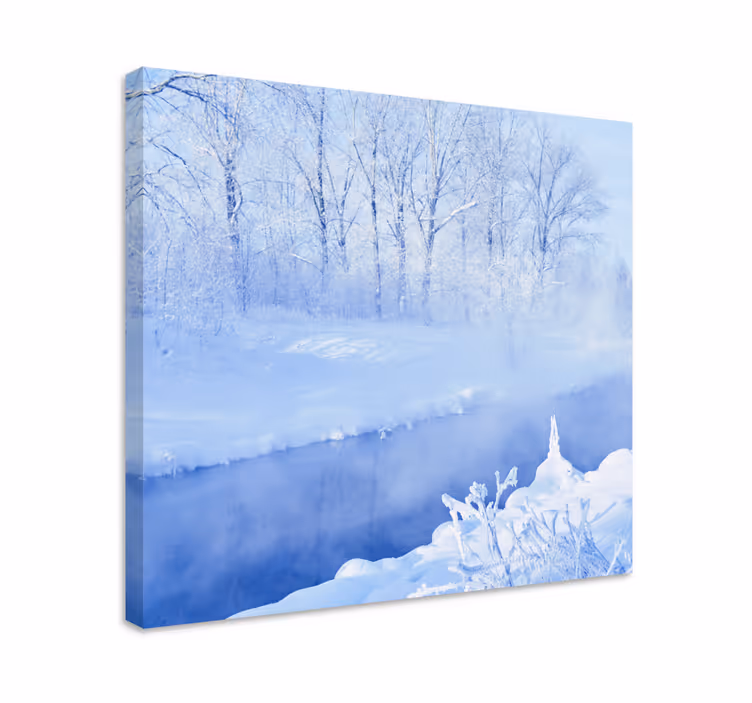 Winter stream view platno slika zemljevidov - TenStickers