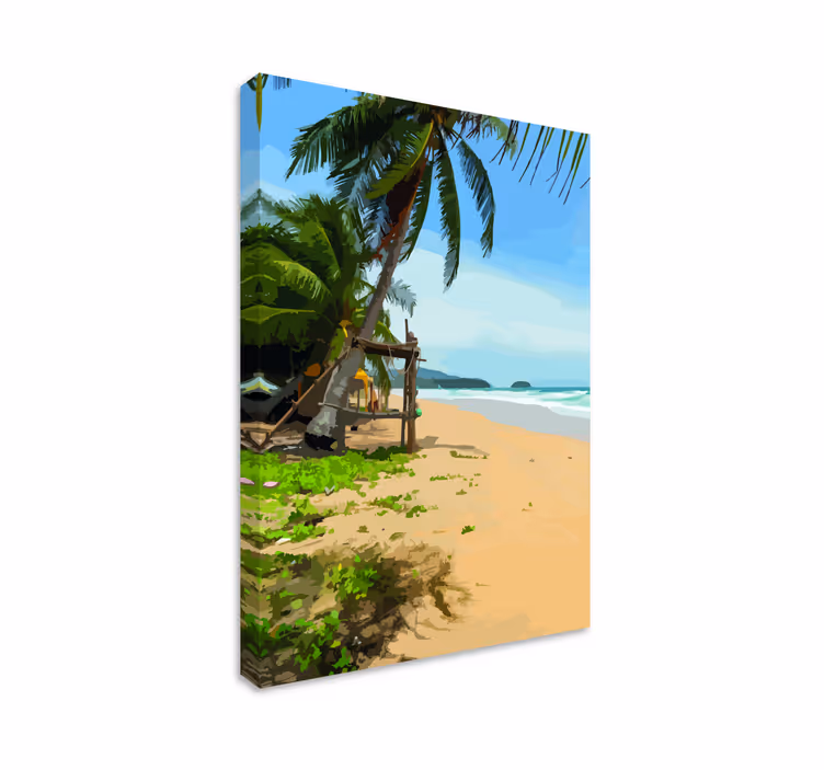 Prizor na tropski plaži platno slika zemljevidov - TenStickers