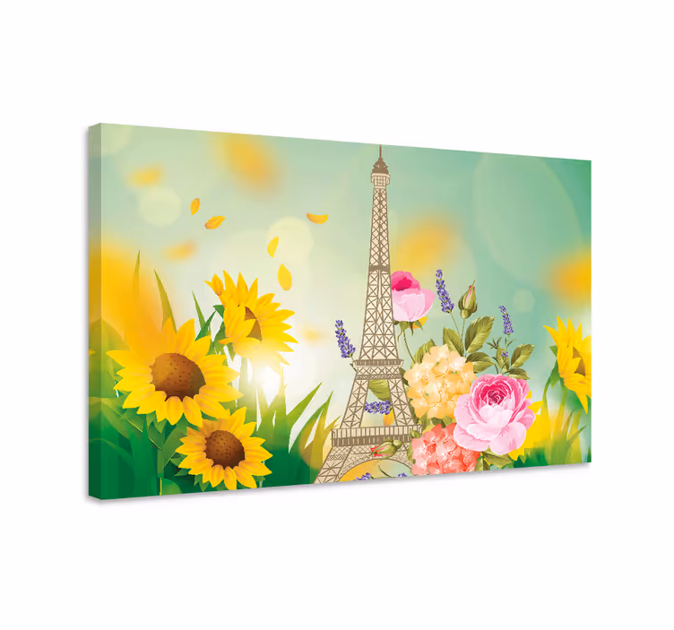 Eiffel tower floral slikarsko platno z rožami - TenStickers