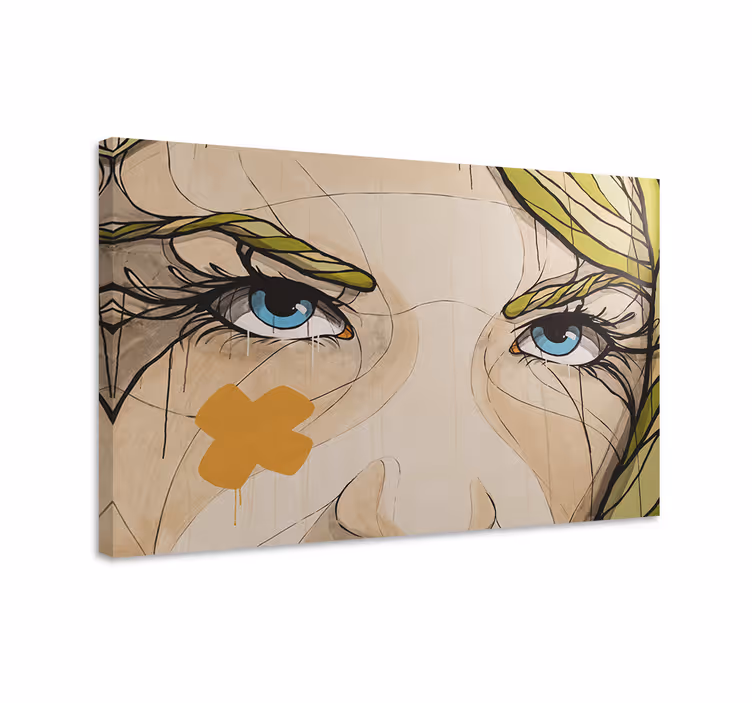 Expressive female portrait kompozicija ljudi na platnu - TenStickers