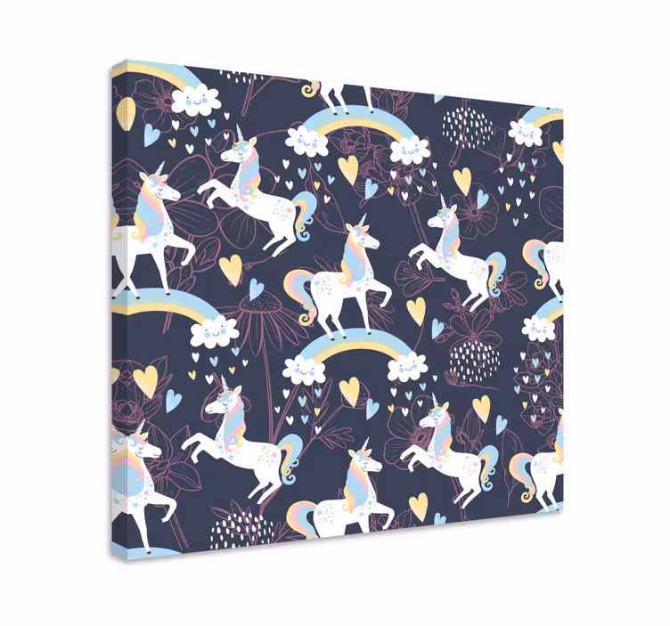 Enchanting unicorns playing na platnu - TenStickers