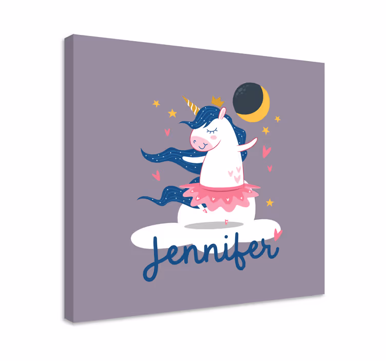 Dancing unicorn fantasy platno z dinozavrom - TenStickers