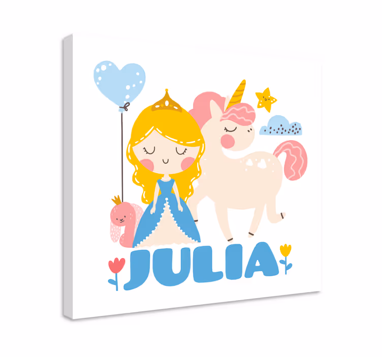 Princess with unicorn otroško platno s podobo - TenStickers