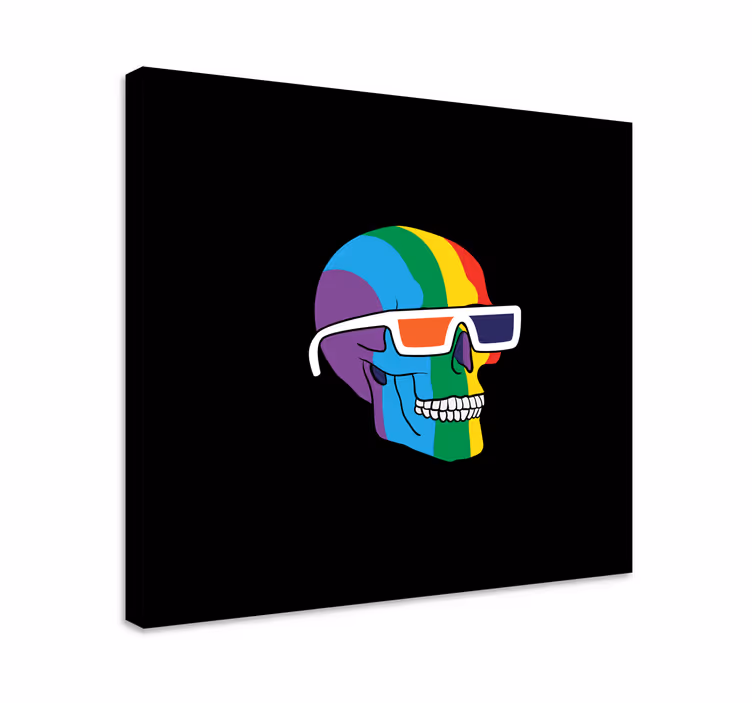 Rainbow skull spectacles sadna slikarska platna - TenStickers