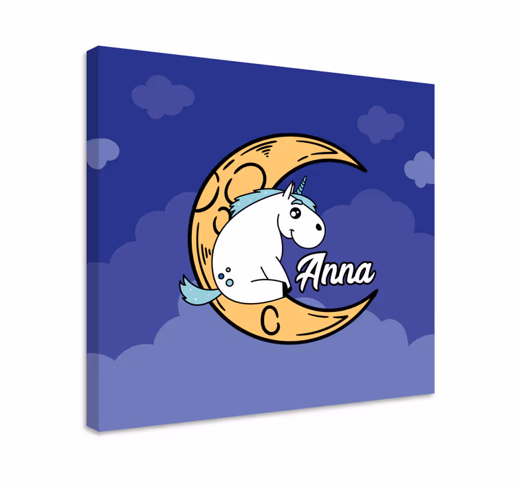 Unicorn moon scene platno s sliko samoroga - TenStickers