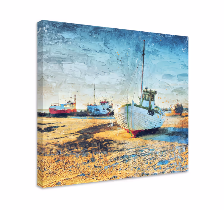 Fishing boats docked na platnu slika zemljevidov - TenStickers