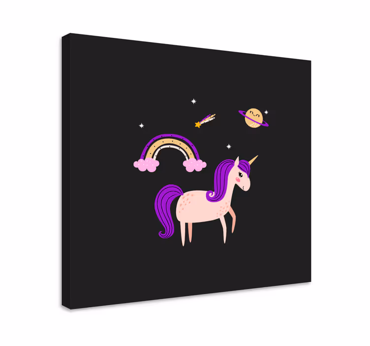 Umetniški samorogi nad temnim platnom otroške sobe - TenStickers