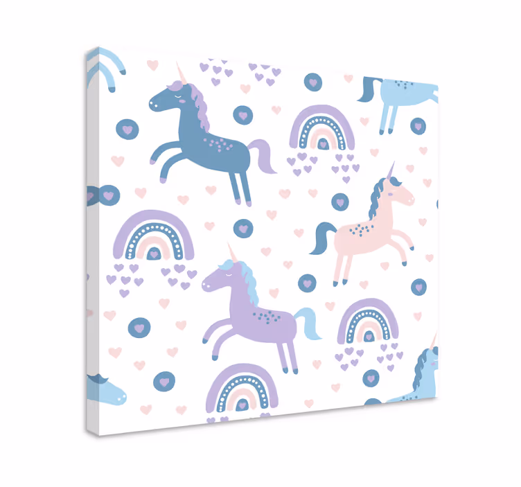 Playful unicorn patterns in platno slikanje jelena - TenStickers