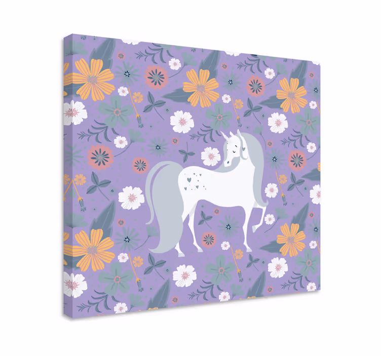 Charming unicorn floral olifant slika na platnu - TenStickers