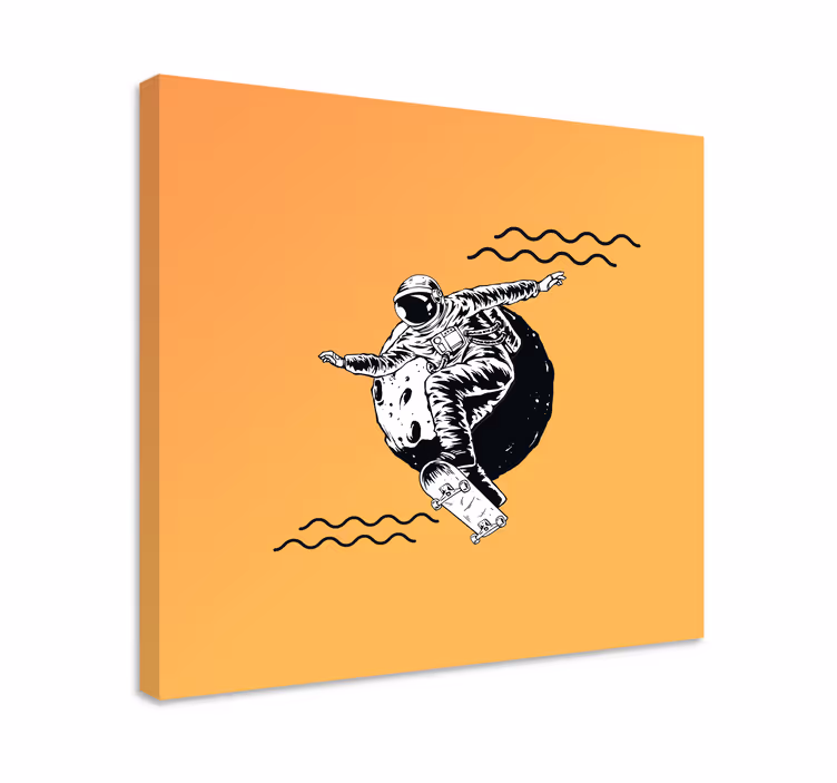 Cosmonaut skateboarding tisk na platnu - TenStickers