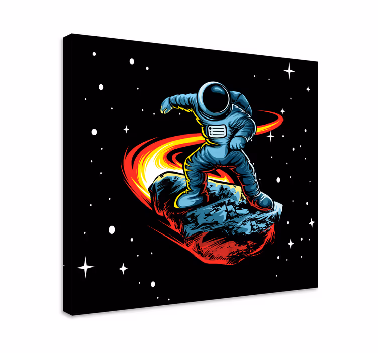 Astronaut surfing asteroid na platnu - TenStickers