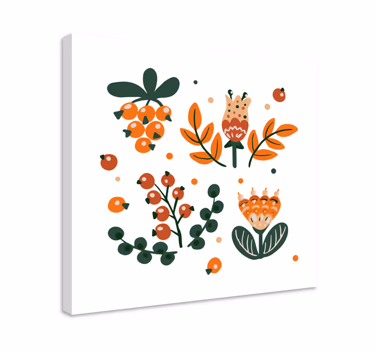 Abstract floral elements slikarsko platno z rožami - TenStickers