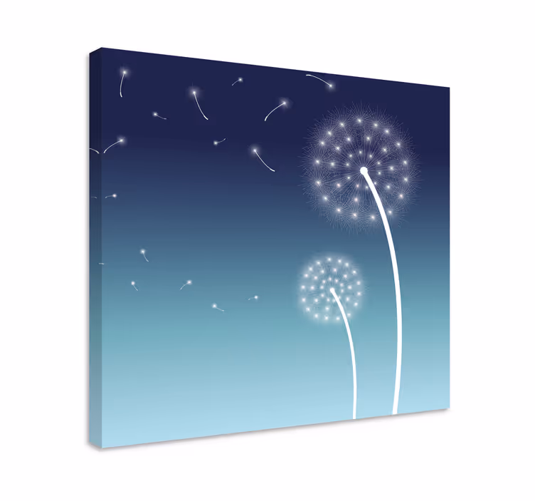 Dandelion fluffs floating slikarsko platno z rastlinami - TenStickers