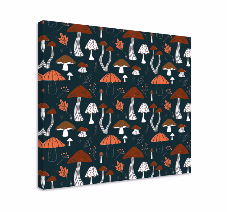 Mushroom pattern design slikarsko platno z rastlinami - TenStickers