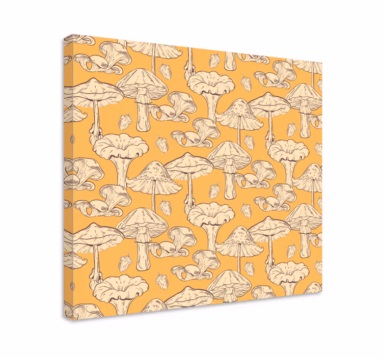 Mushroom motif creation slikarsko platno z rastlinami - TenStickers