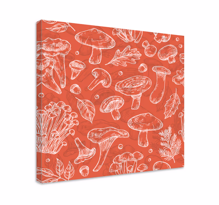 Mushroom and leaf slikarsko platno z rastlinami - TenStickers