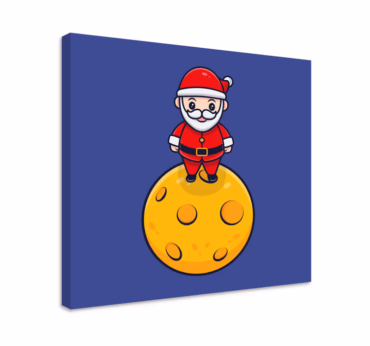 Santa on moon otroško platno s podobo - TenStickers