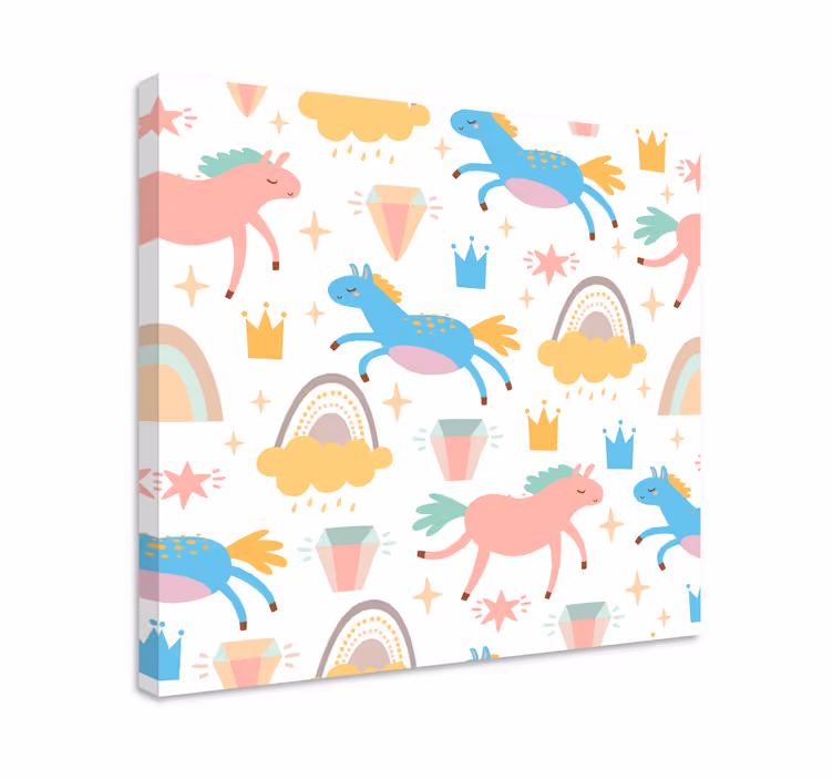 Colorful unicorns galloping platno slika konj - TenStickers