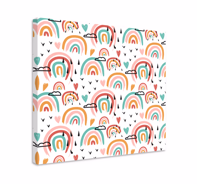 Playful rainbows pattern otroško platno z motivom - TenStickers