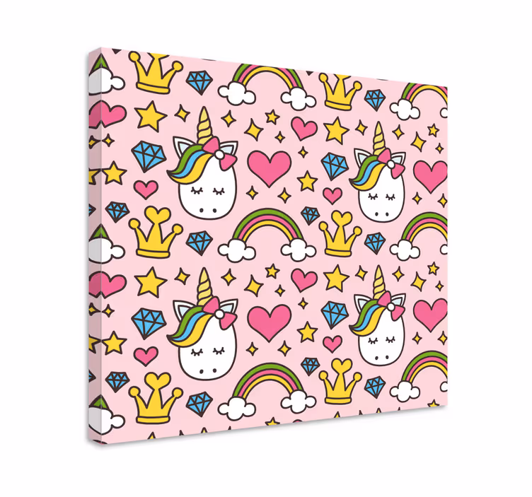 Cute unicorn pattern platno s sliko samoroga - TenStickers