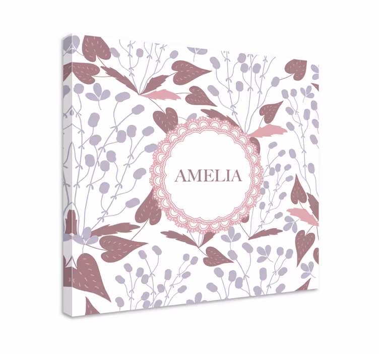 Floral name design slikarsko platno z rožami - TenStickers