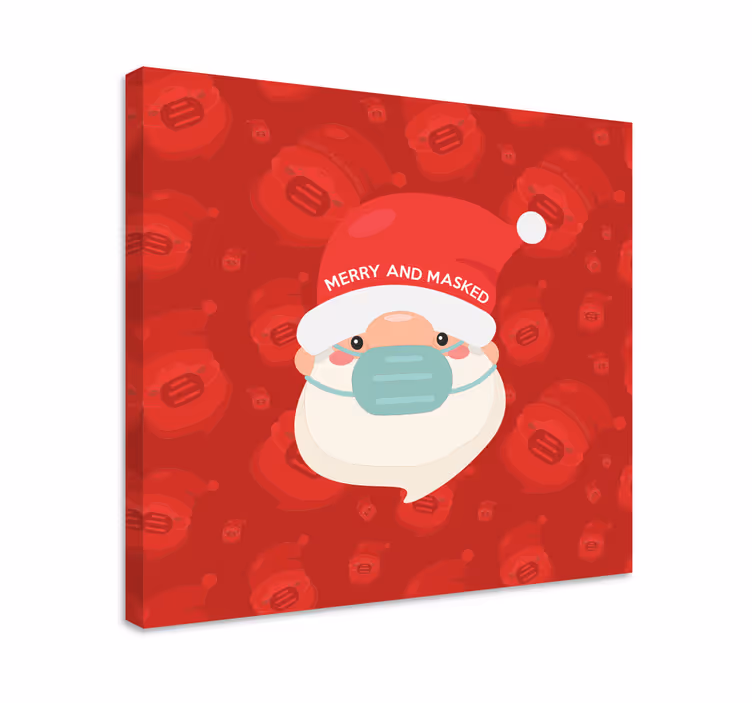 Veseli božiček v maski na platnu z abecedo - TenStickers