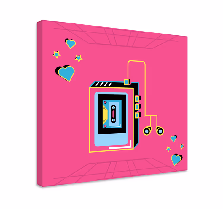 Retro cassette love platno slikanje glasbe - TenStickers