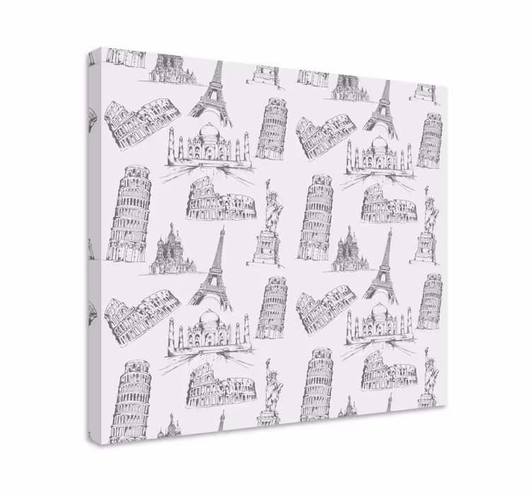 Famous landmarks sketches platno s slikami mest - TenStickers