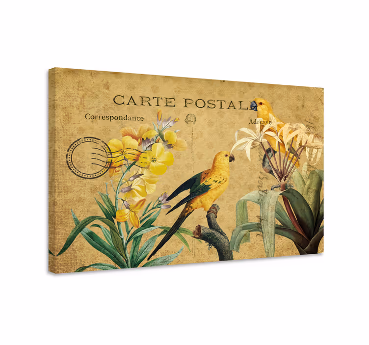 Vintage bird postcard elegantna platno slika - TenStickers