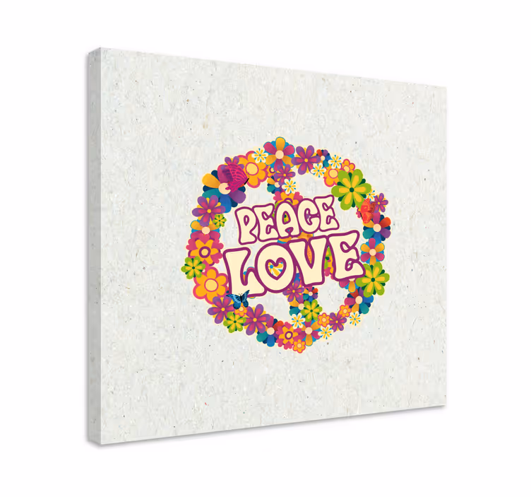 Peace love floral crown platno z motivom za dom - TenStickers