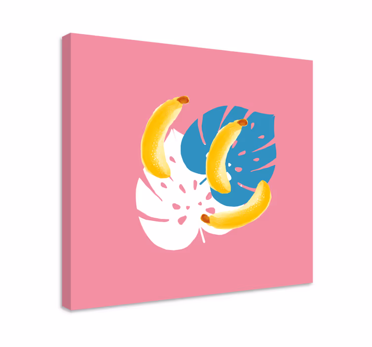Banana na roza ozadju retro platnu - TenStickers