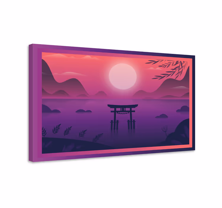 Sončni zahod torii vrata platno slikanje vzhodnih motivov - TenStickers