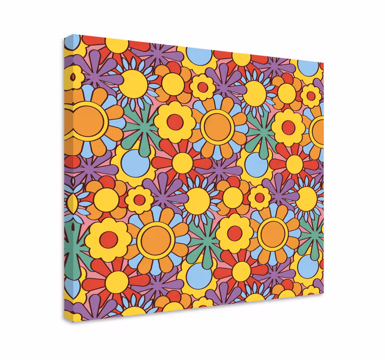 Vibrant flower pattern slikarsko platno z rožami - TenStickers